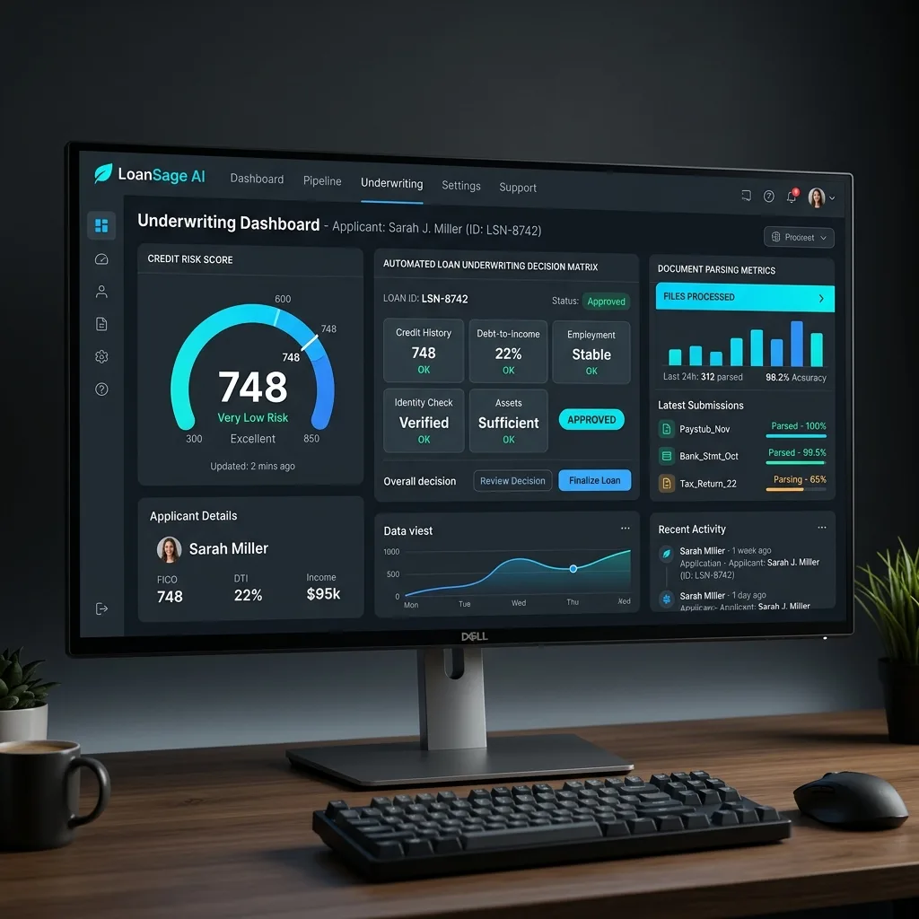 LoanSage AI Underwriting & Credit Risk Decisioning Matrix Dashboard